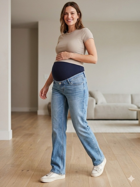 Abercrombie & Fitch Denim - Abercrombie Maternity Light Blue 90s Straight Jeans Over-Belly Size 27/4